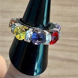 Multicolor Gemstone Silver Ring